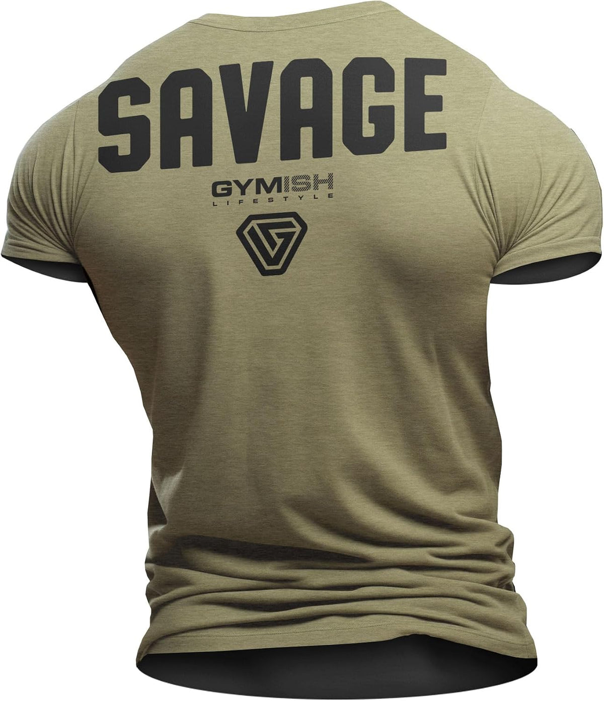 Gymish Lifestyle Savage Workout Shirt for Men - Bodybuilding Gym T-Shirt - SM - 3XL - 1. Savage Military Green