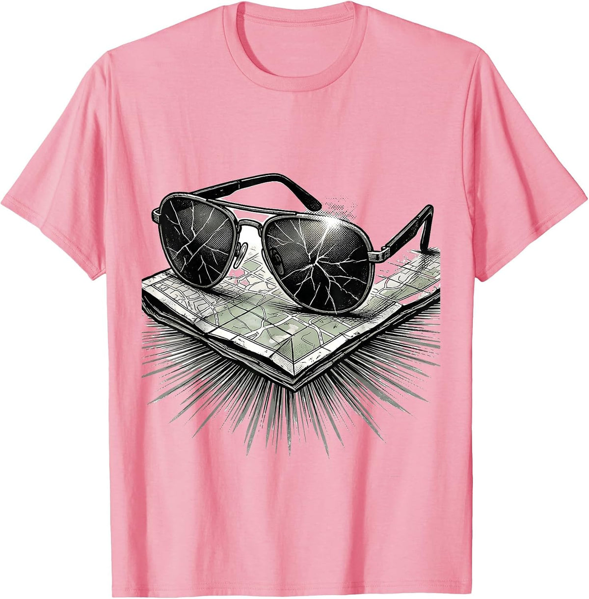 Men's Cracked Aviator Sunglasses Trucker Diesel Driver Humor T-Shirt - Pink