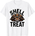 Men's Shell Treat Rubber Stamp Halloween Turtle Costume Novelty T-Shirt - White