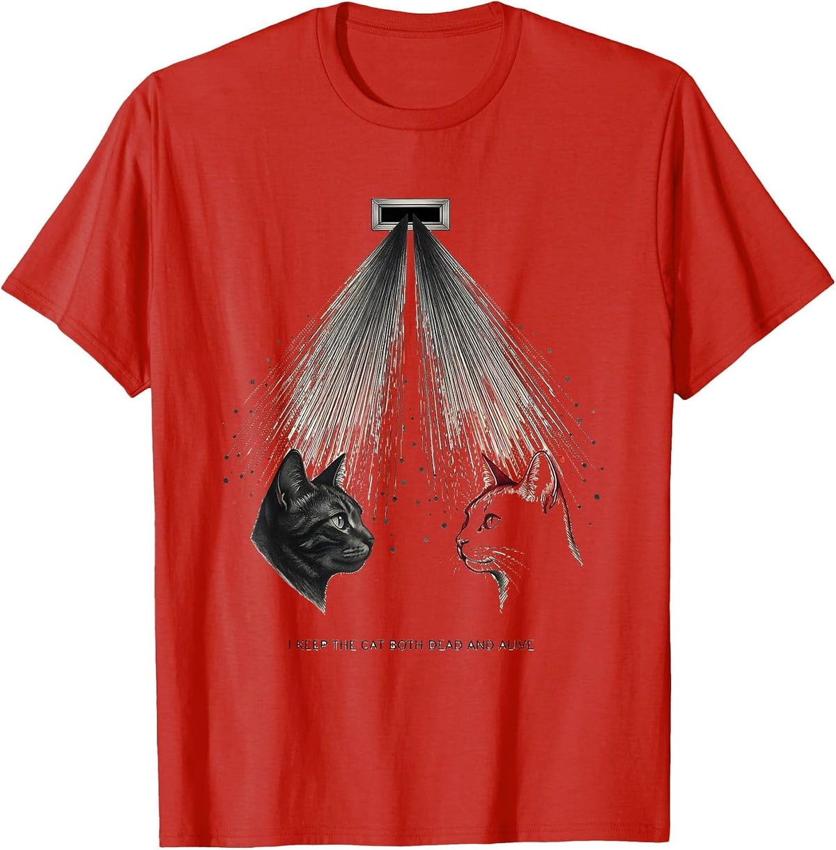 Men's I Keep The Cat Both Dead And Alive Funny Quantum Physics T-Shirt - Red