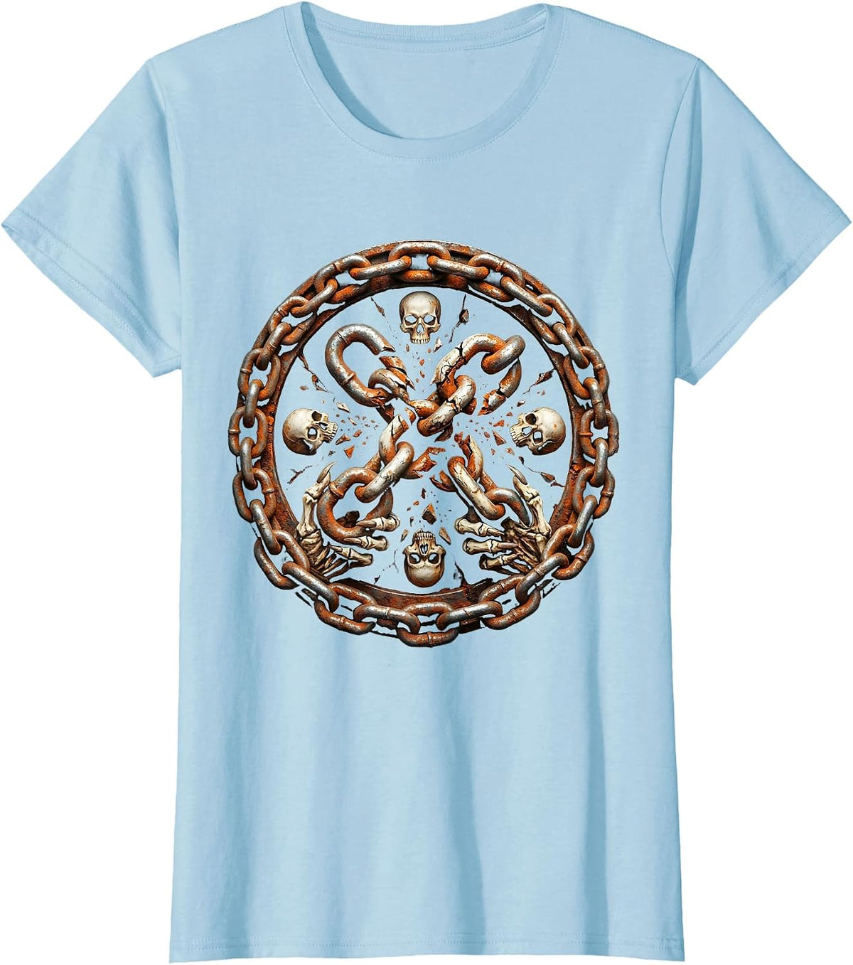 Broken Chain Grunge Graphic Design T-Shirt - Baby Blue
