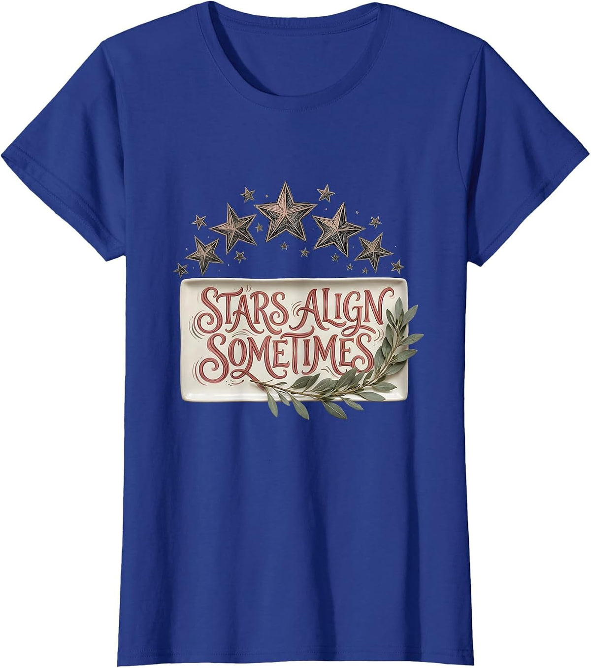 Women's Stars Align Sometimes Celestial Graphic Design T-Shirt - Royal Blue