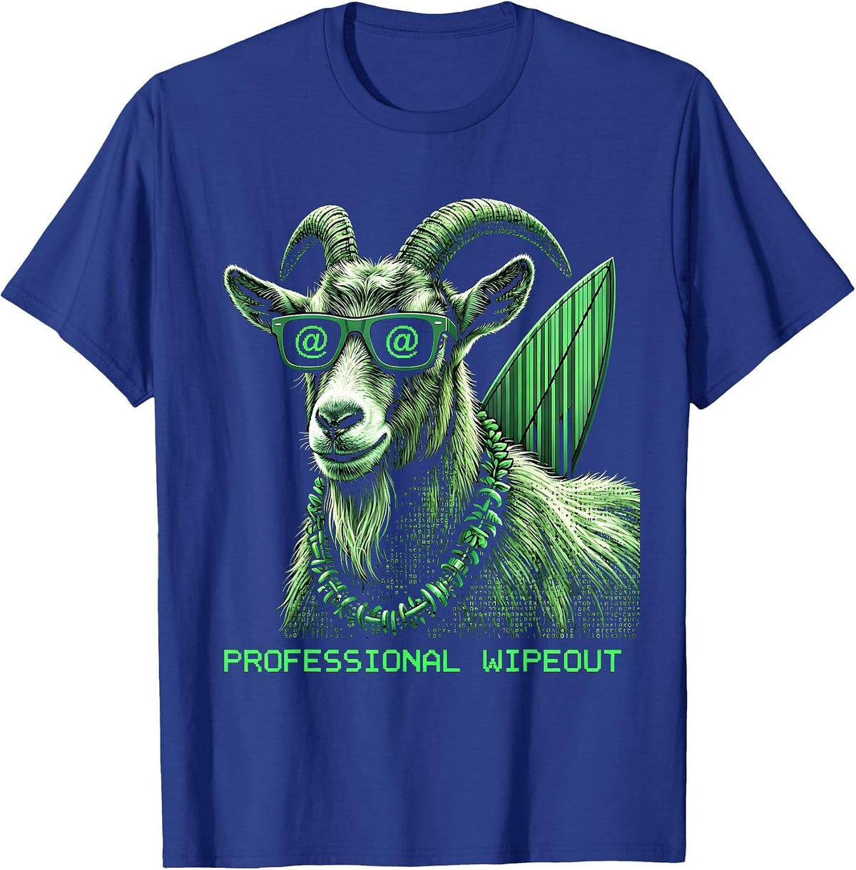 Professional Wipeout Funny Surfing Goat Hawaiian Summer T-Shirt - Royal Blue