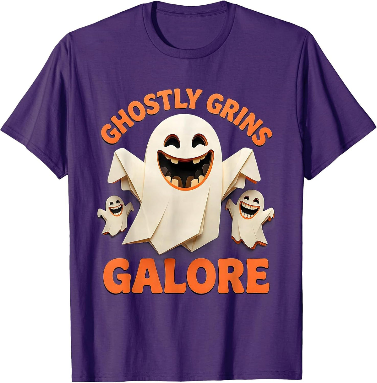 Ghostly Grins Galore Dental Halloween Design T-Shirt - Purple