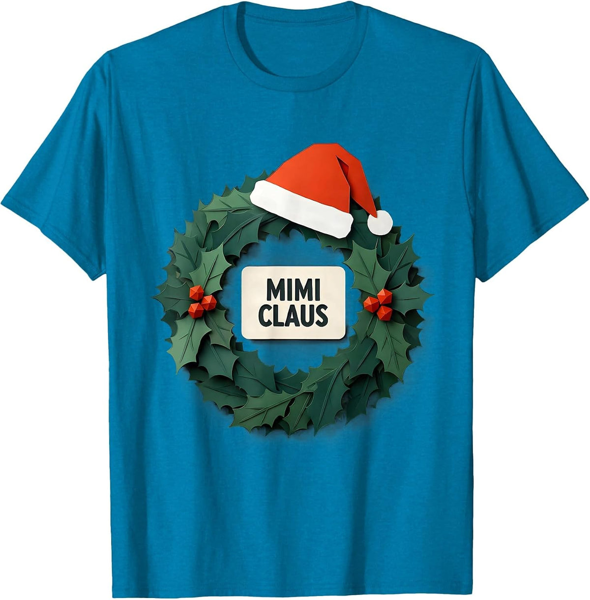 Mimi Claus Paper Cutout Christmas Family Matching Pajama T-Shirt - Sapphire Blue