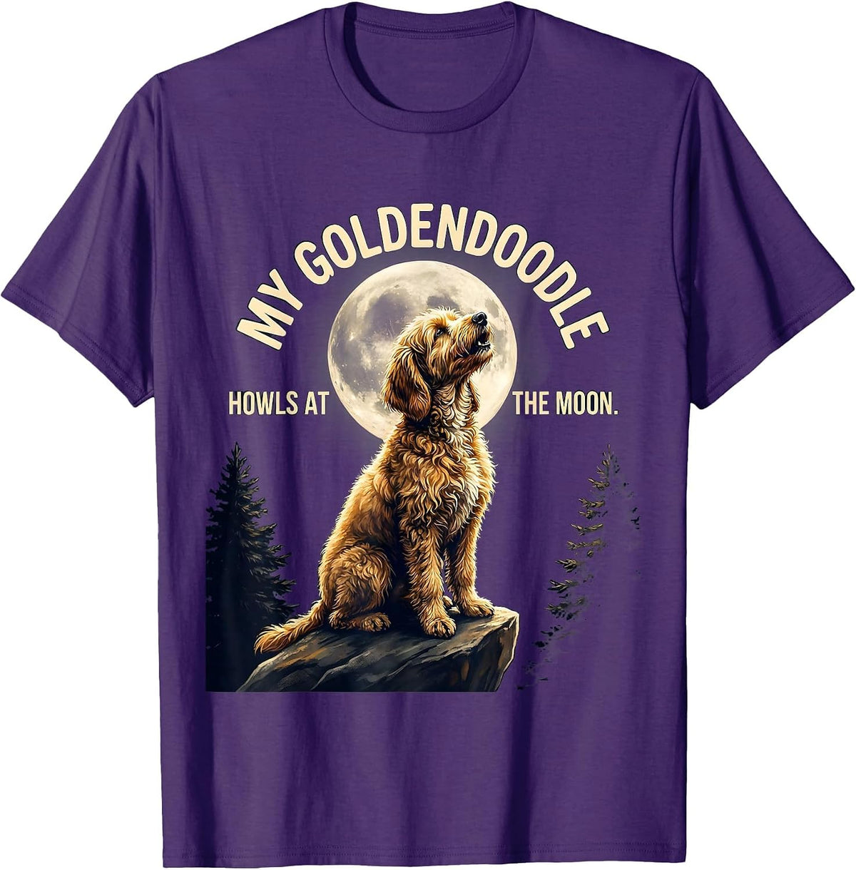 My Goldendoodle Howls at the Moon Retro Dog Owner Breed T-Shirt - Purple