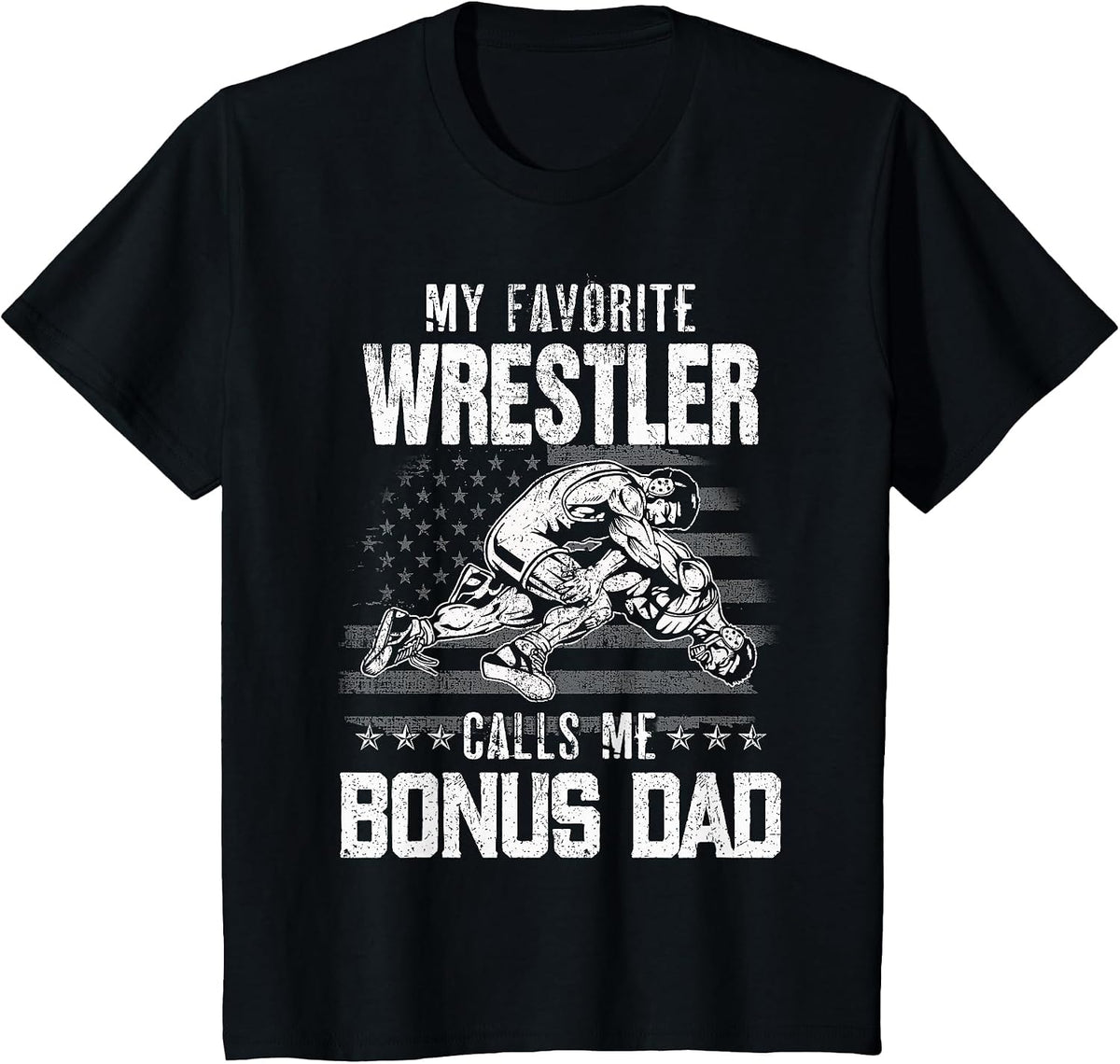 Wrestling My Favorite Wrestler Calls Me Bonus Dad Xmas T-Shirt - Black