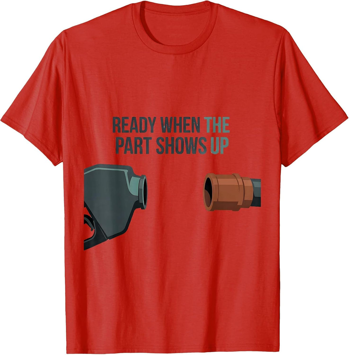 Men's Ready When The Part Shows Up Funny Mechanic Skeleton Auto T-Shirt - Red