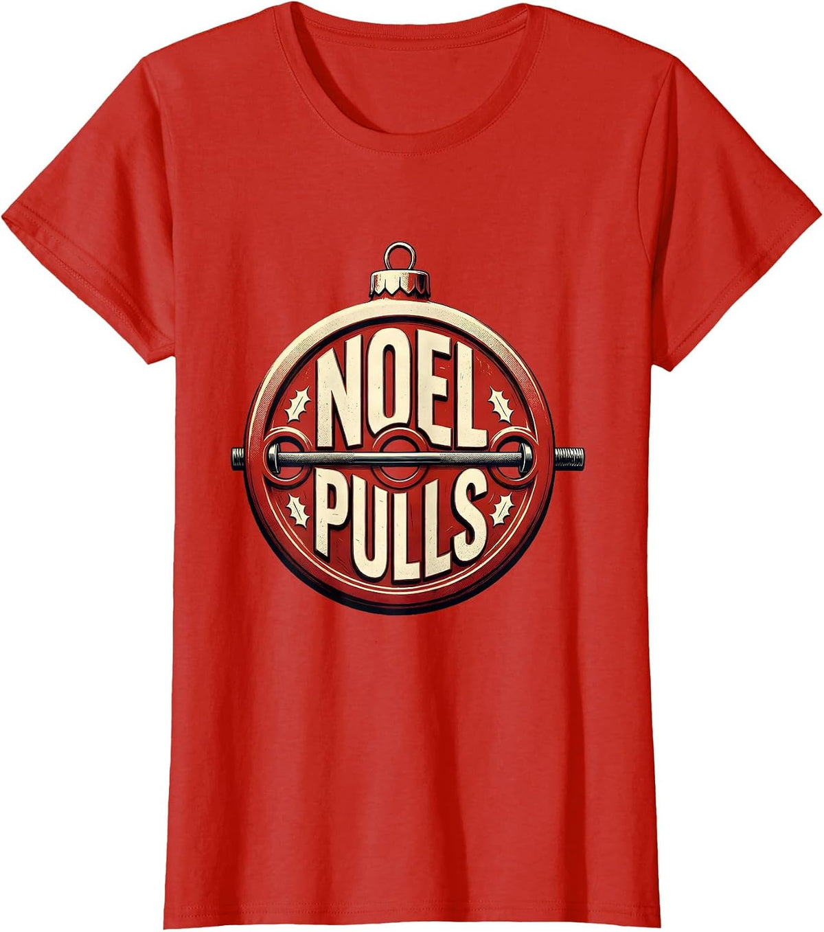 Noel Pulls Funny Gym Bodybuilding Christmas Weightlifting T-Shirt - Red