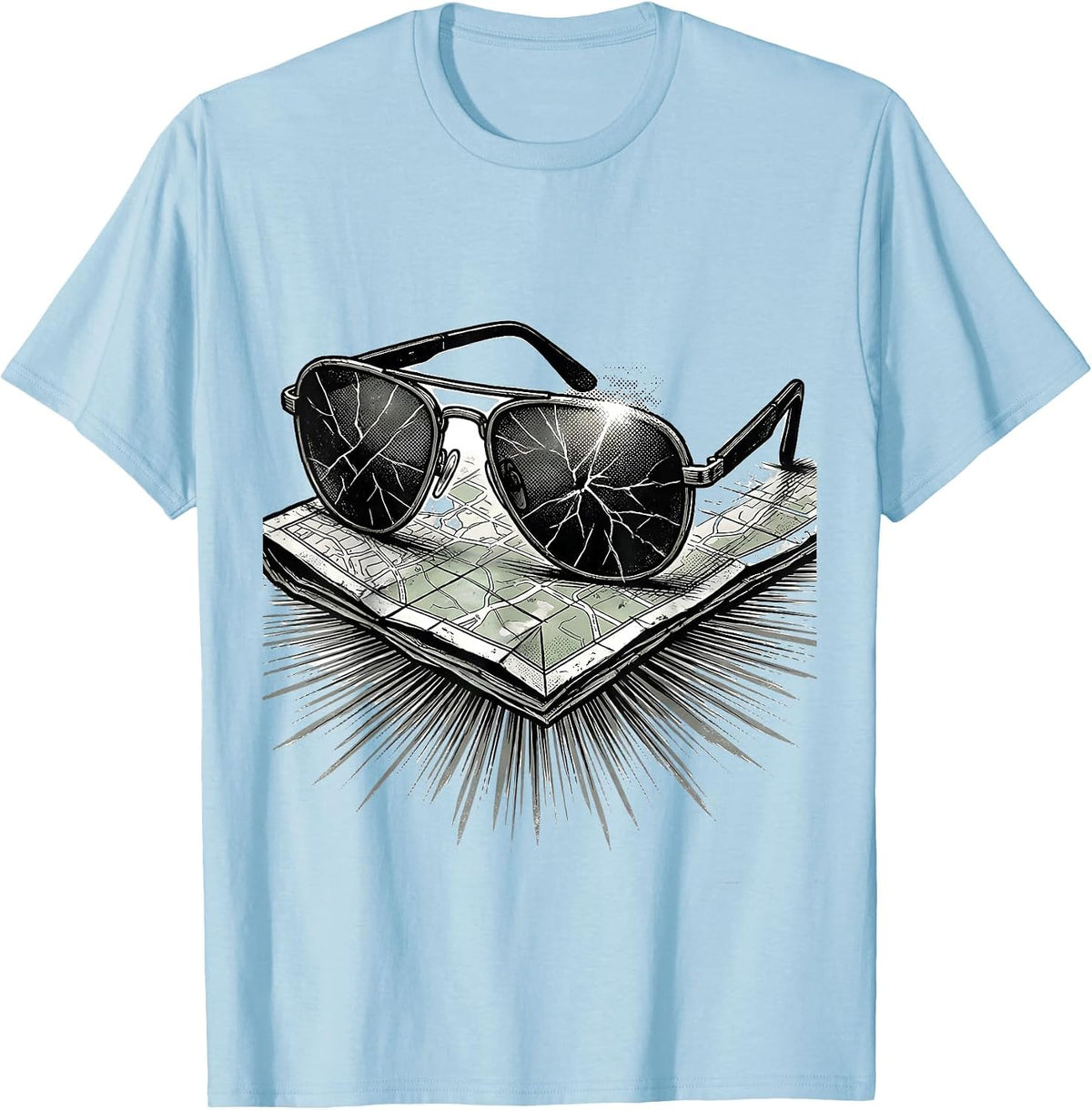 Men's Cracked Aviator Sunglasses Trucker Diesel Driver Humor T-Shirt - Baby Blue