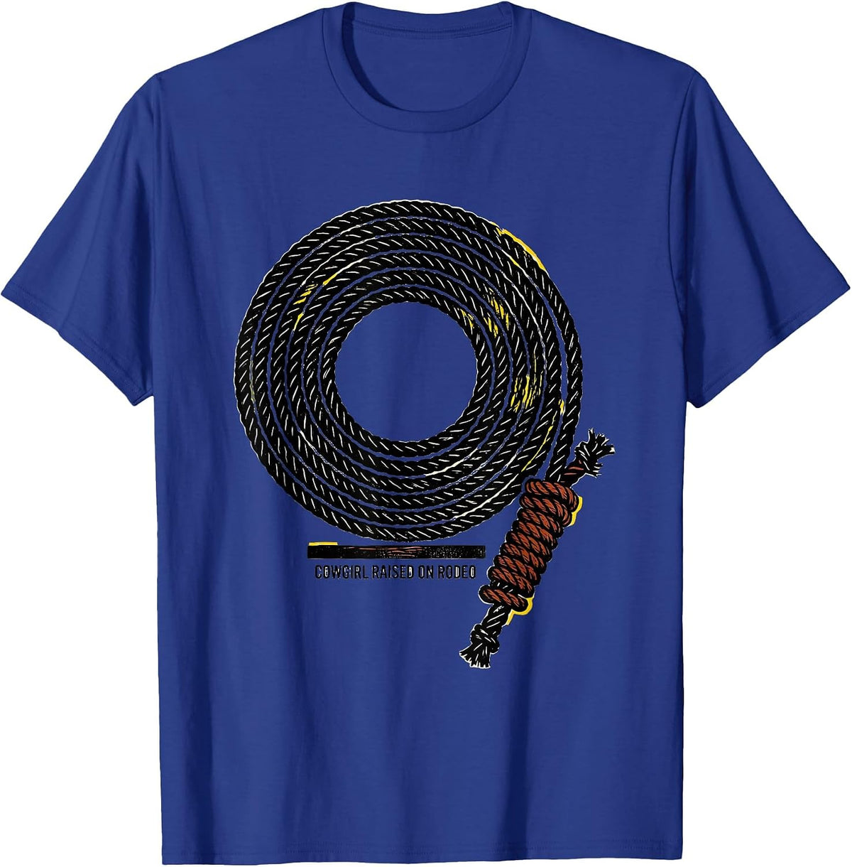 Cowgirl Raised On Rodeo Vintage Western Stencil Graphic T-Shirt - Royal Blue