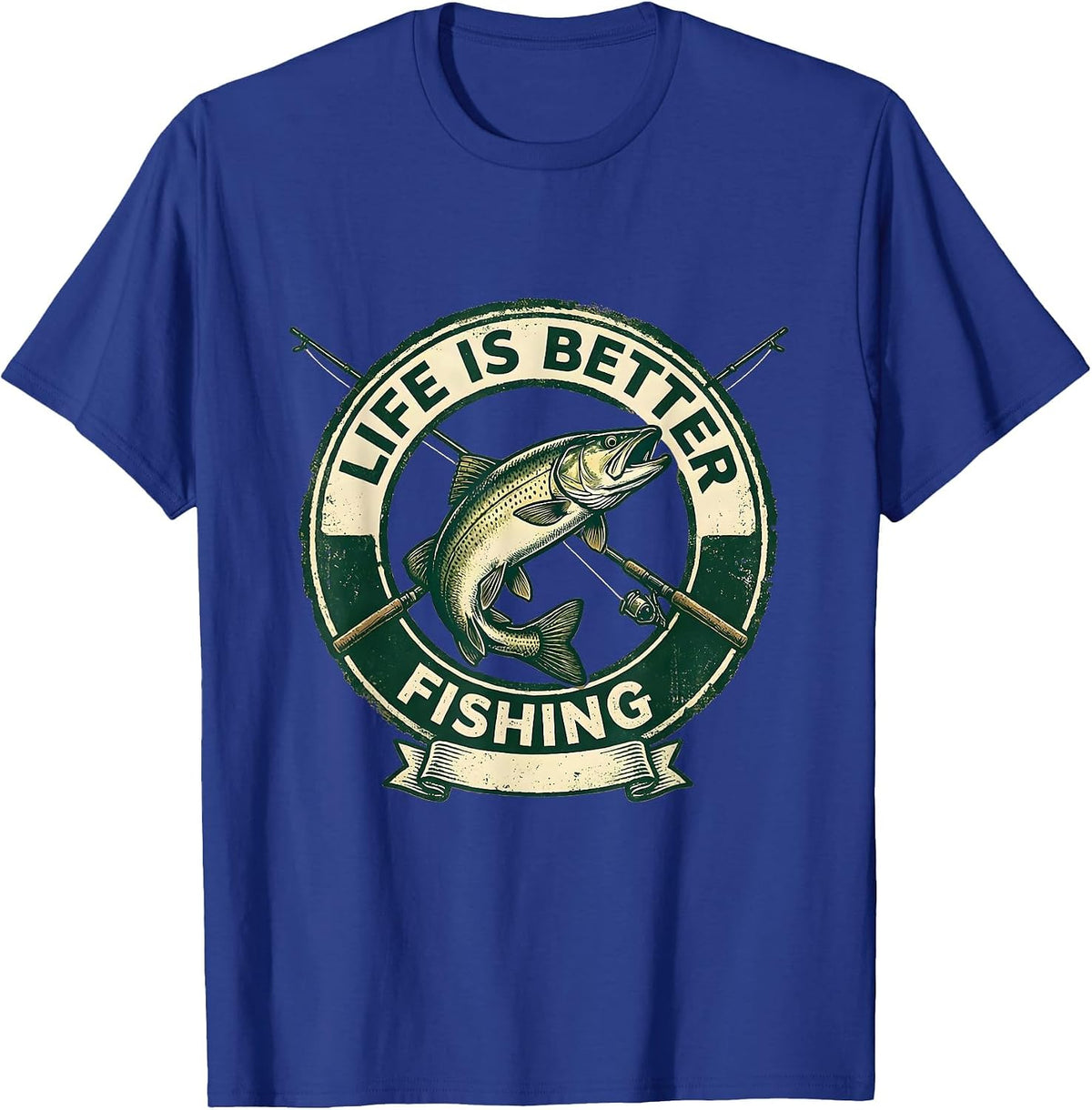 Fish Around and Find Trout Fishing Design T-Shirt - Royal Blue