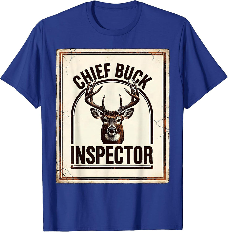 Chief Buck Inspector Vintage Funny Deer Hunter Dad Gift T-Shirt - Royal Blue
