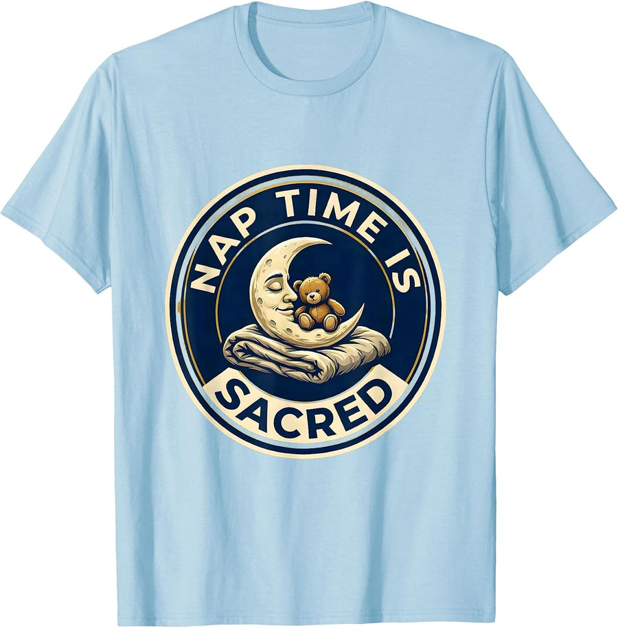 Men's Nap Time Is Sacred Preschool Teacher Design T-Shirt - Baby Blue