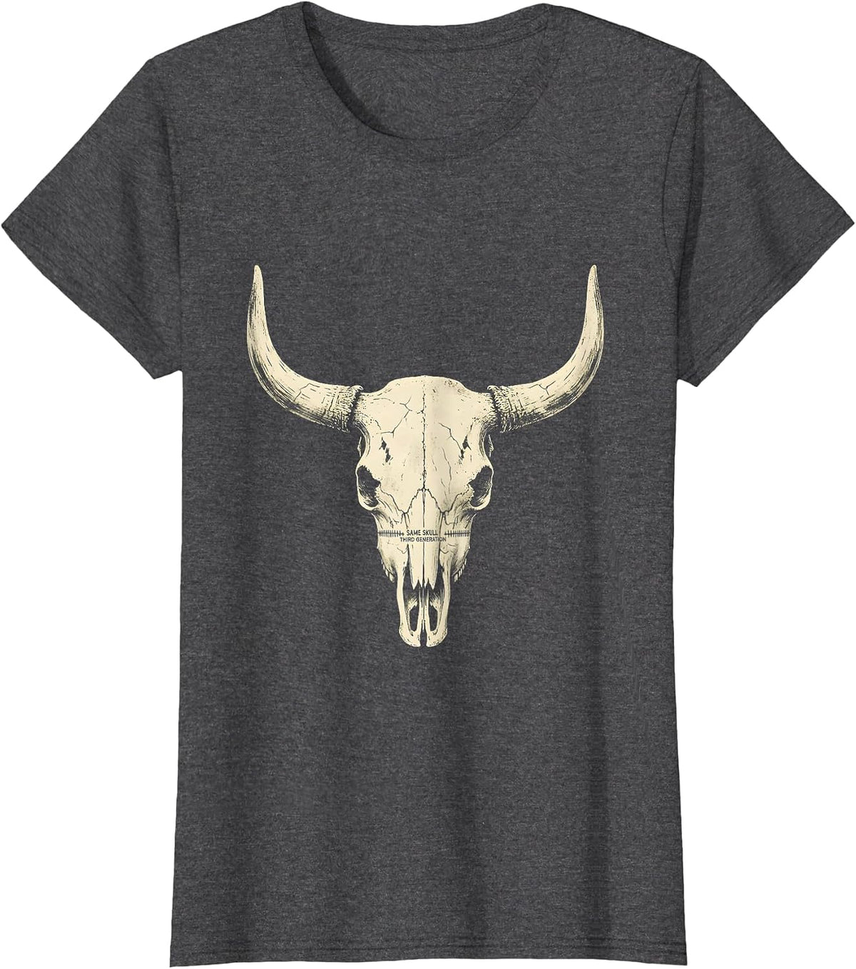 Women's Same Skull Third Generation Vintage Western Cowboy Cowgirl T-Shirt - Dark Heather Grey