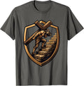 Carrying the Cross Up Stone Steps Christian Design T-Shirt - Asphalt Grey