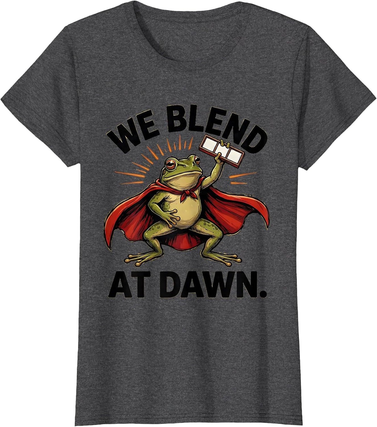 Women's We Blend At Dawn Funny Teacher Frog Back to School Gift T-Shirt - Dark Heather Grey