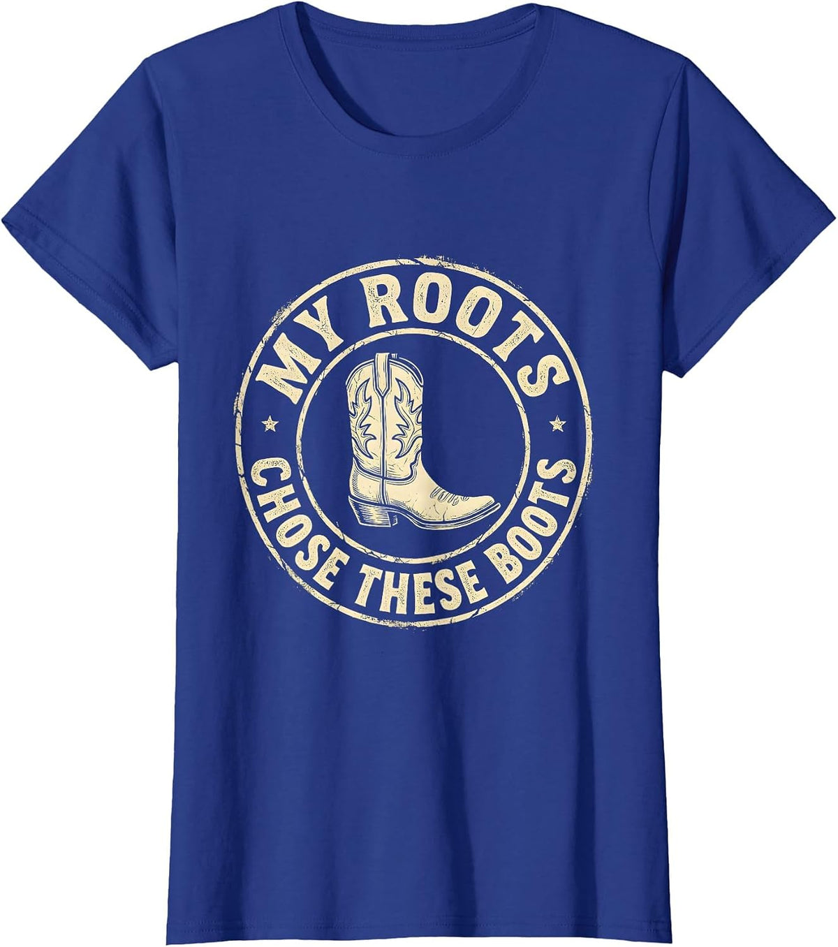 Women's My Roots Chose These Boots Boho Western Country Music Fan T-Shirt - Royal Blue