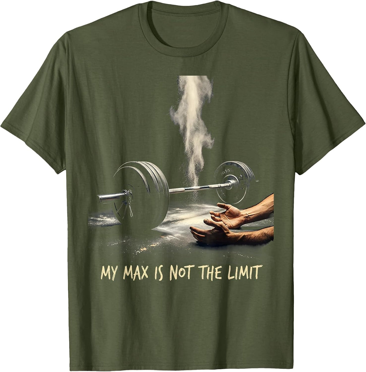 My Max Is Not The Limit Faith Fitness Funny Gym Design T-Shirt - Olive Green