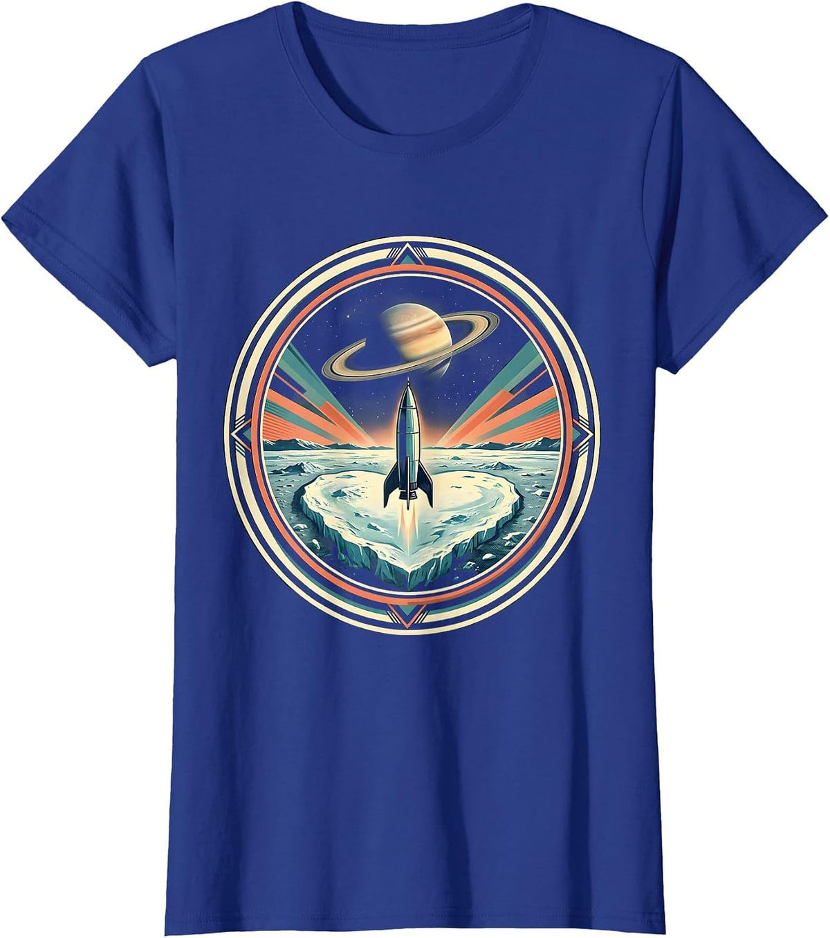 Women's Pluto Heart Plains Space Illustration T-Shirt - Royal Blue