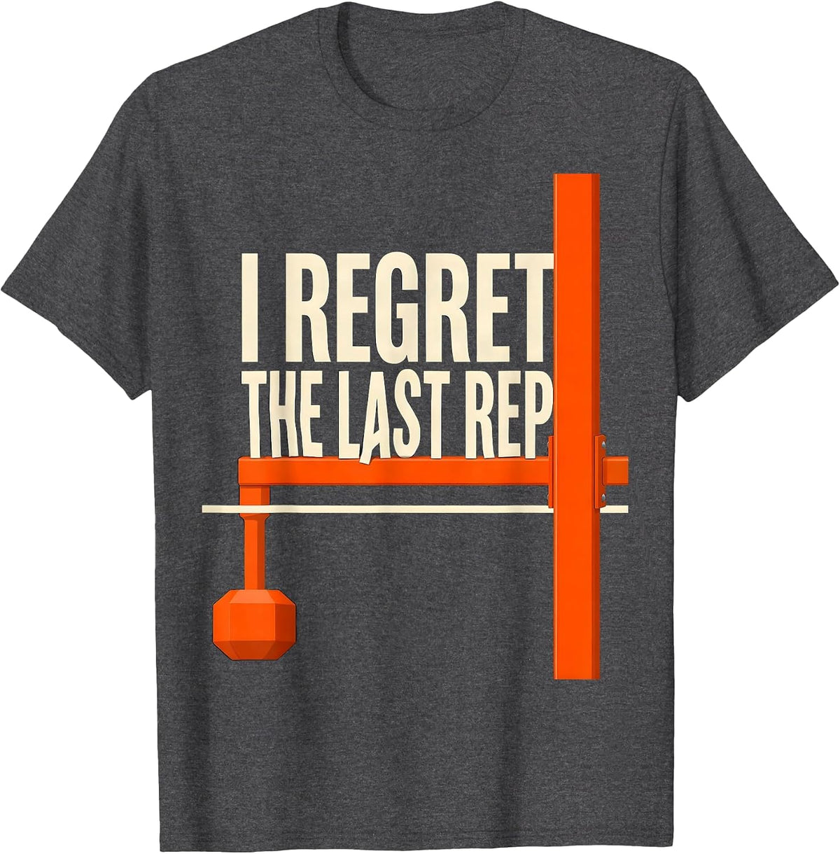 Men's I Regret The Last Rep Funny Gym Meme Weightlifting Humor T-Shirt - Dark Heather Grey