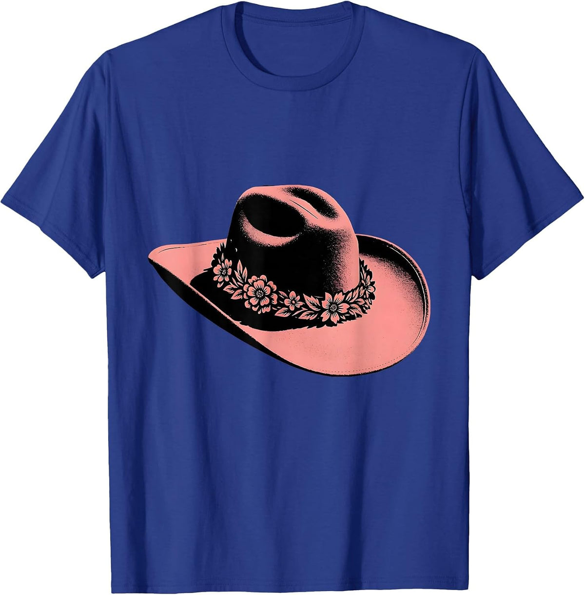 Floral Cowboy Hat Western Boho Illustration T-Shirt - Royal Blue
