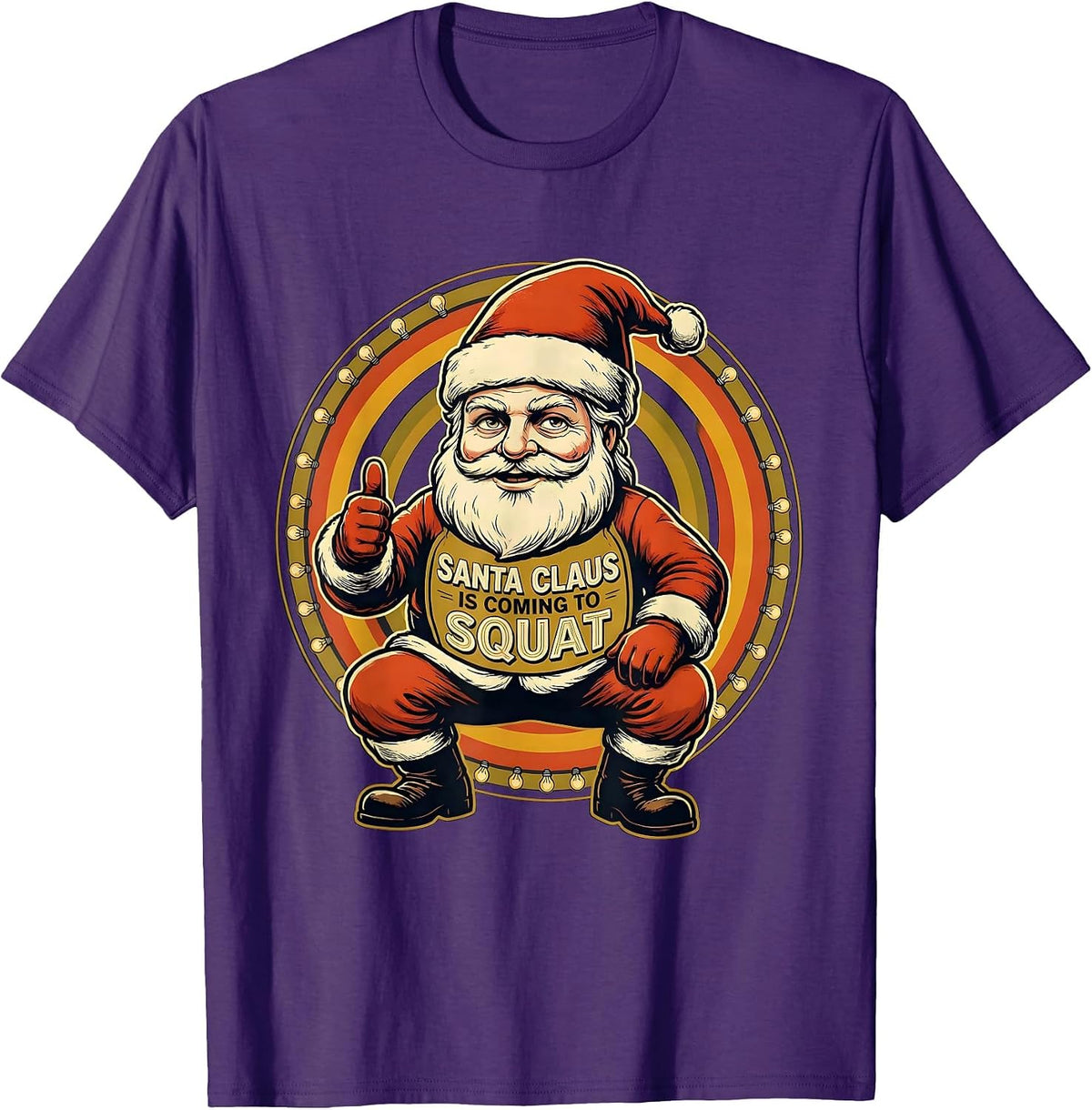 Men's Santa Claus Is Coming to Squat Funny Christmas Gym T-Shirt - Purple