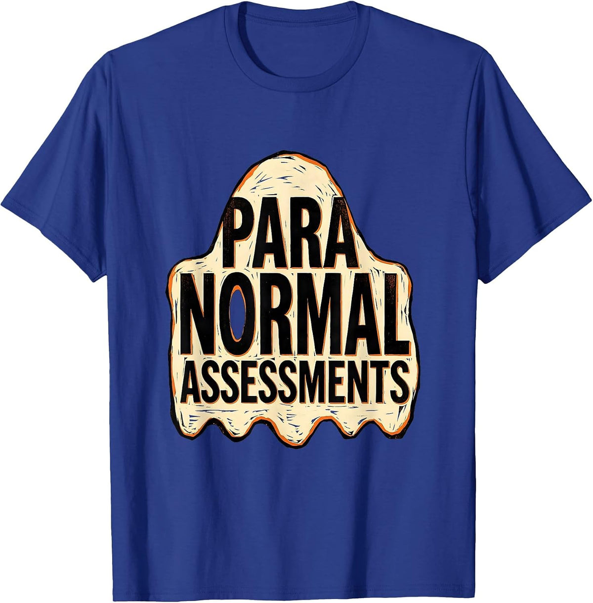 Para Normal Assessments Linocut Ghost Paraeducator Halloween T-Shirt - Royal Blue