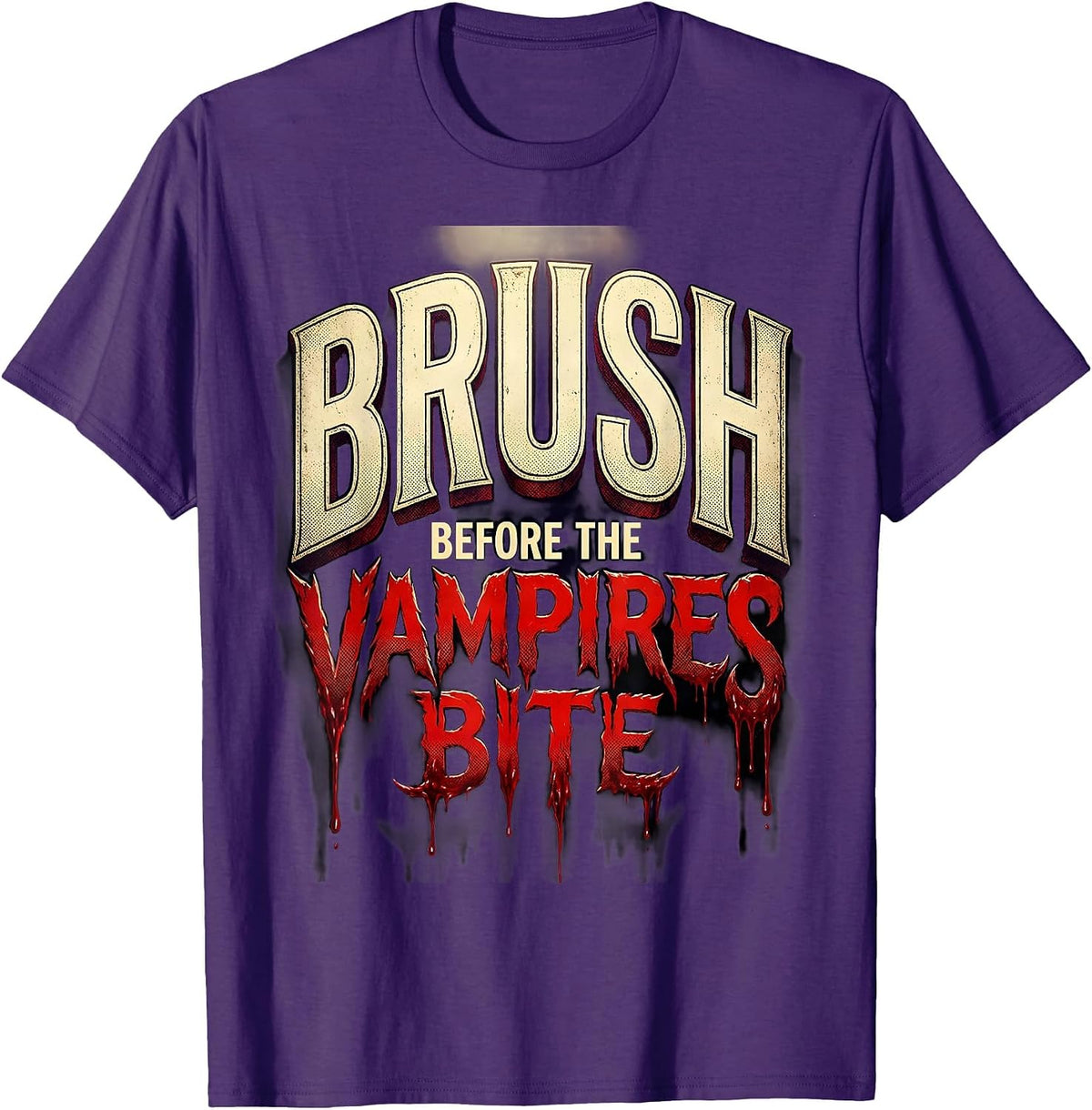 Men's Brush Before the Vampires Bite Halloween Dental T-Shirt - Purple