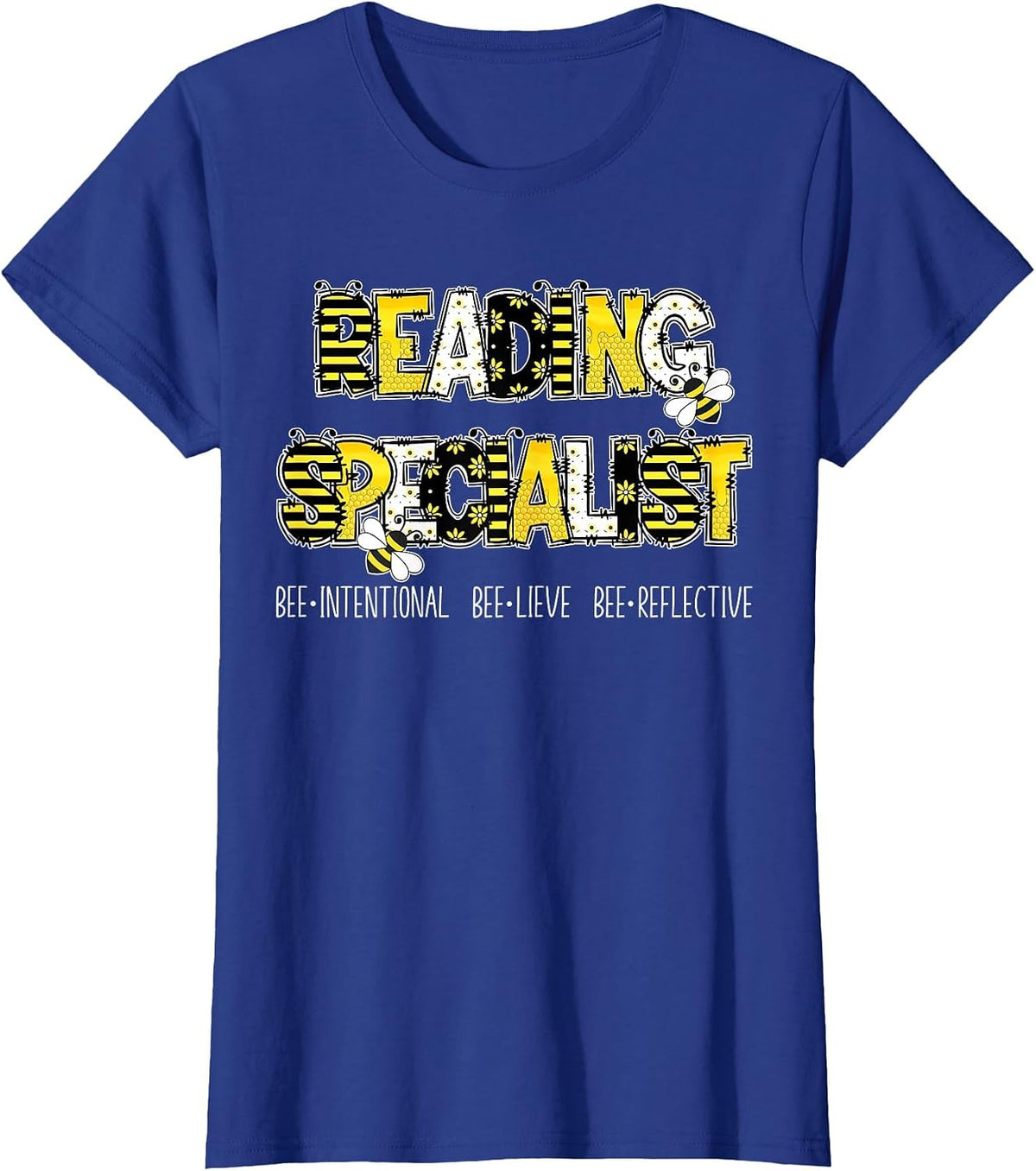 Retro Reading Specialist Bee Reading Interventionist Squad T-Shirt - Royal Blue
