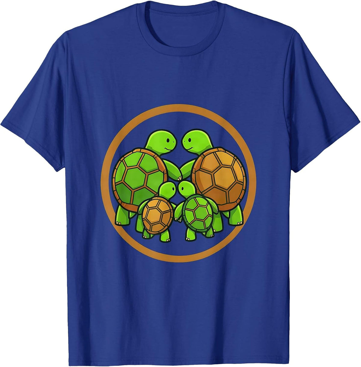 Family of Turtles Matching Patterned Shells Design T-Shirt - Royal Blue