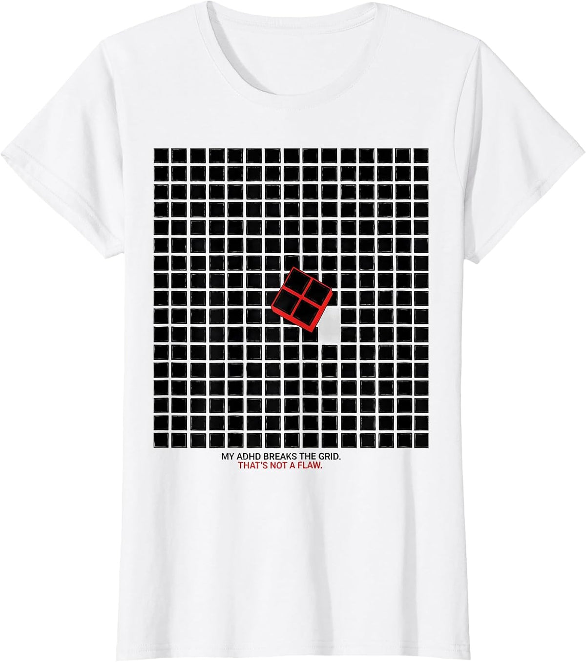 My ADHD Breaks The Grid Funny ADHD Gamer Neurodiversity T-Shirt - White