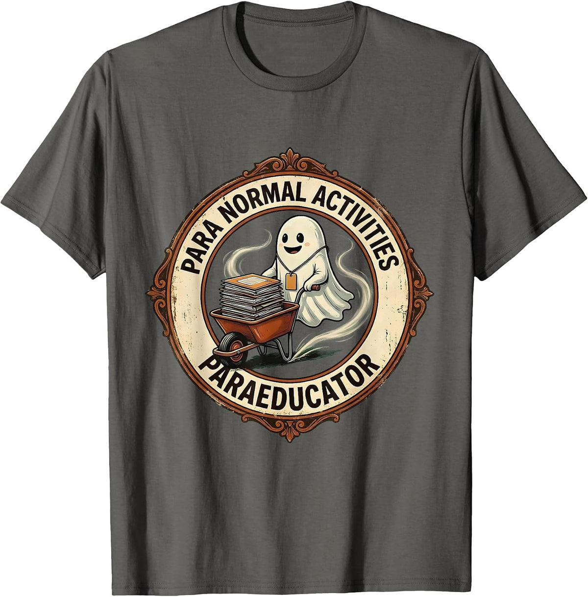 Para Normal Activities Paraeducator Vintage Ghost Halloween T-Shirt - Asphalt Grey