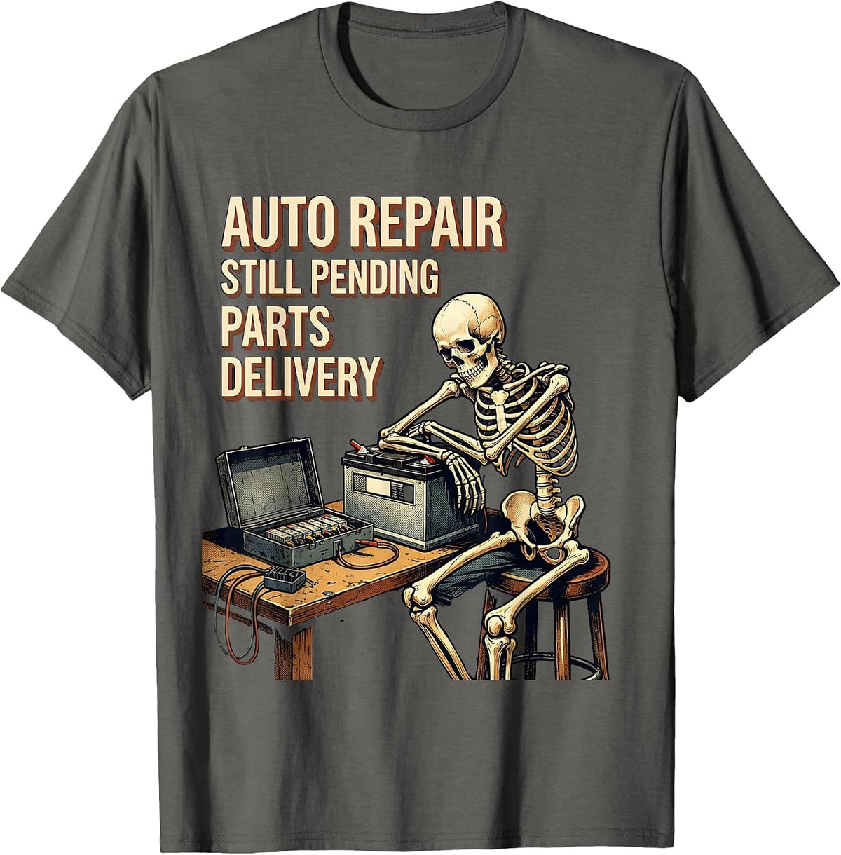 Men's Auto Repair Still Pending Parts Delivery Funny Mechanic T-Shirt - Asphalt Grey