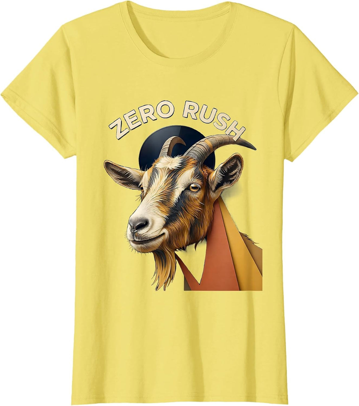 Zero Rush Paper Cutout Goat Wearing Sunglasses Funny Animal T-Shirt - Lemon Yellow