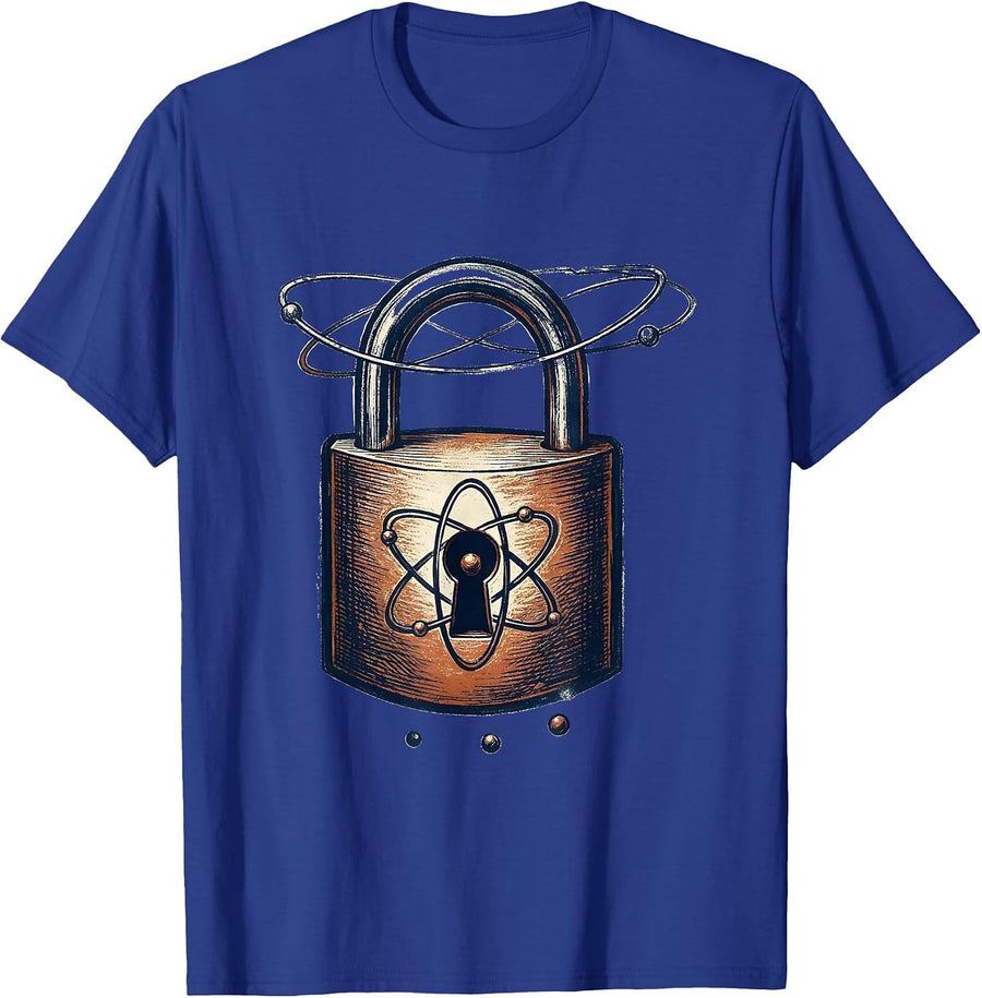 Orbital Padlock Vintage Science Nerd Chemistry Joke T-Shirt - Royal Blue