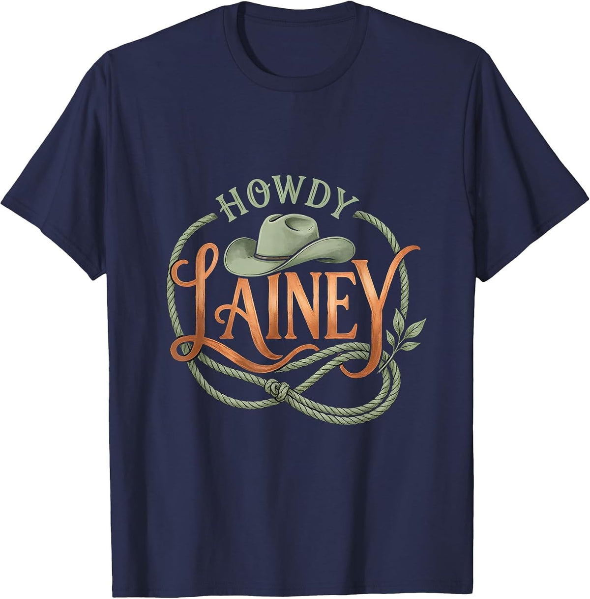 Men's Howdy Lainey Boho Typography Western Cowgirl Gift for Lainey T-Shirt - Navy Blue
