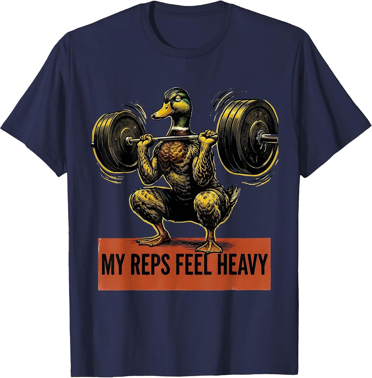 Men's My Reps Feel Heavy Funny Gym Weightlifting Workout Humor T-Shirt - Navy Blue