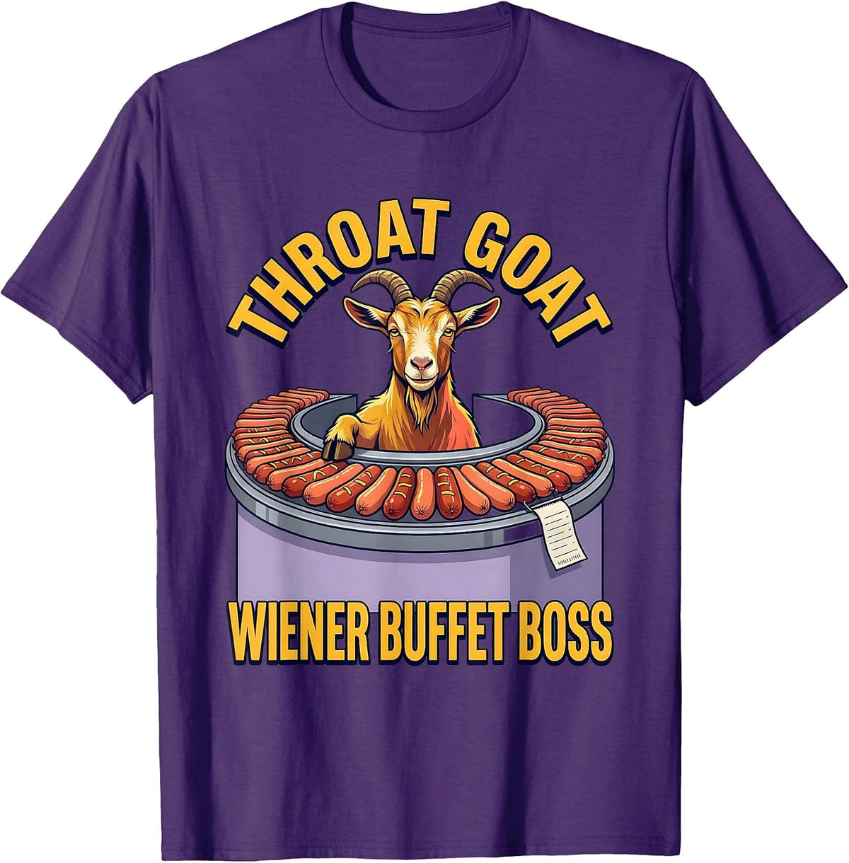 Men's Throat Goat Wiener Buffet Boss Funny Offensive Adult Humor T-Shirt - Purple