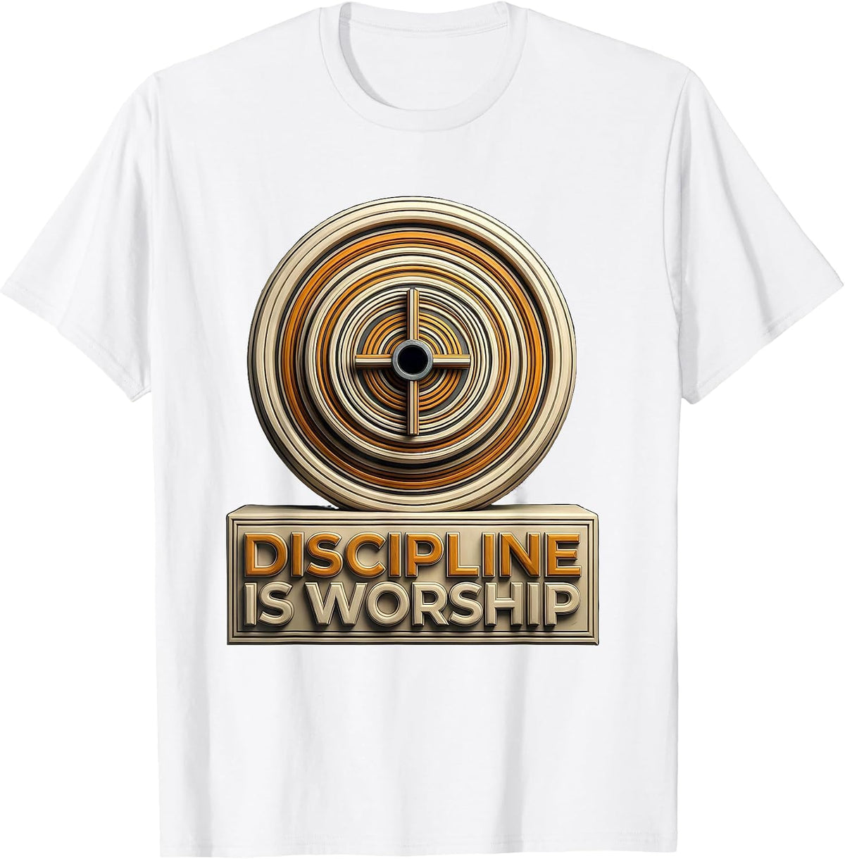 Men's Discipline Is Worship Geometric Christian Gym Faith Fitness T-Shirt - White