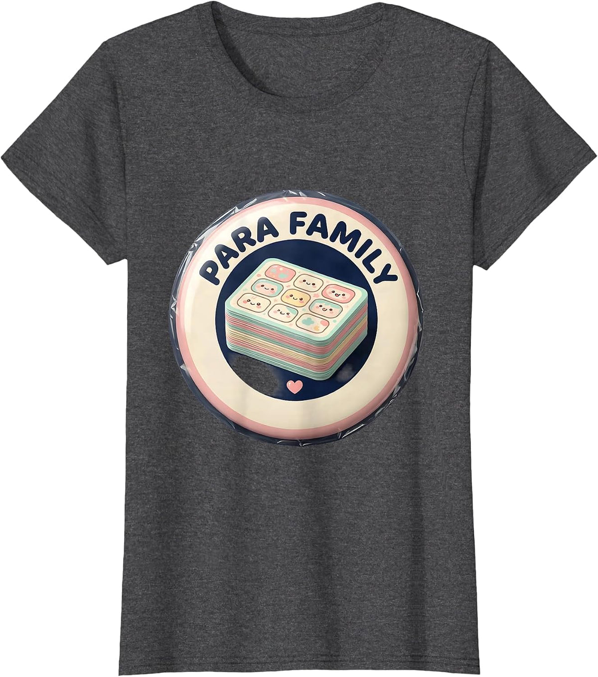 Women's Para Family Cute Kawaii School Paraeducator Appreciation T-Shirt - Dark Heather Grey