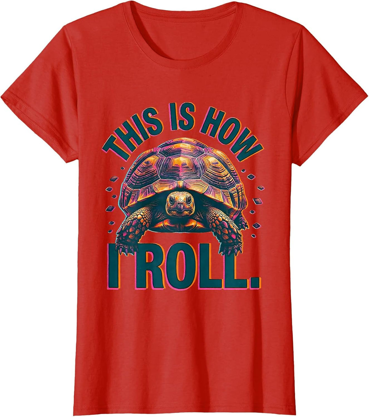 This Is How I Roll Risograph Funny Tortoise Pet Lover Gift T-Shirt - Red
