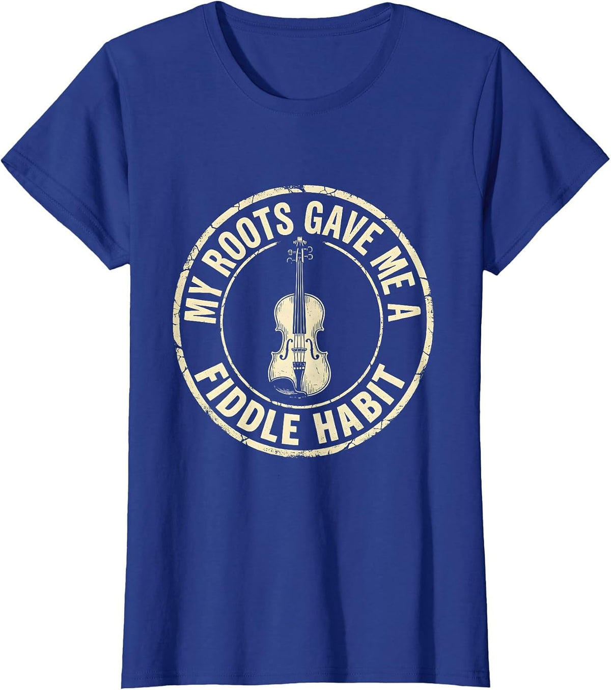 Women's My Roots Gave Me A Fiddle Habit Boho Western Country Music T-Shirt - Royal Blue