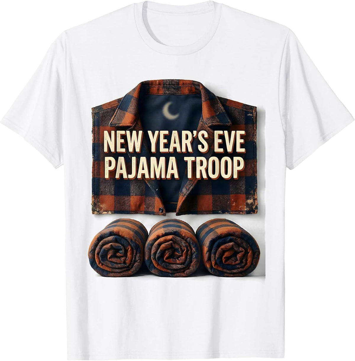 Men's New Year's Eve Pajama Troop Vintage Family Matching Humor T-Shirt - White