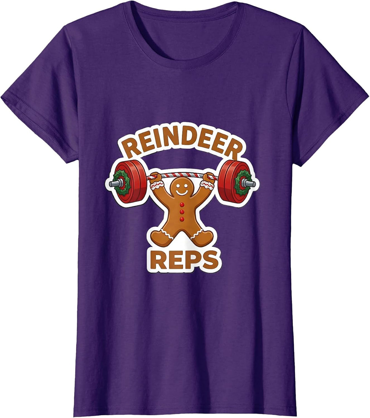 Women's Reindeer Reps Funny Christmas Gym Weightlifting Workout T-Shirt - Purple