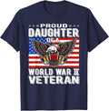 Proud Daughter of A World War 2 Veteran Patriotic WW2 Child T-Shirt - Navy Blue