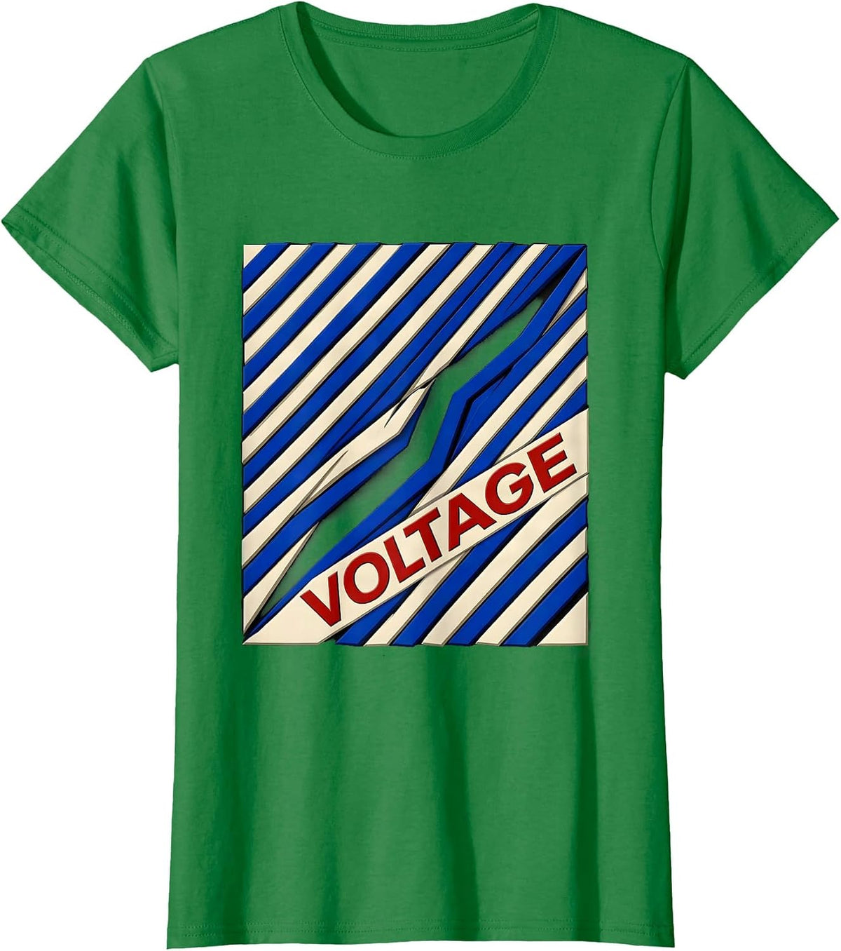 Women's VOLTAGE Bold Lightning Bolt Graphic Icon Minimalist T-Shirt - Kelly Green