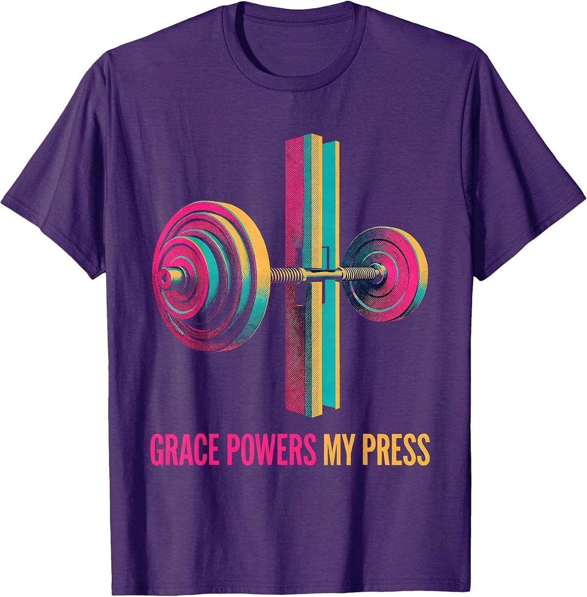 Grace Powers My Press Funny Christian Gym Weightlifting T-Shirt - Purple