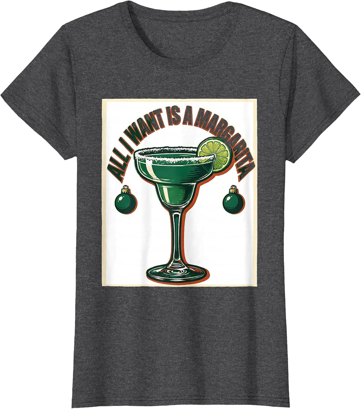 Women's All I Want Is A Margarita Funny Tequila Lover Holiday Party T-Shirt - Dark Heather Grey