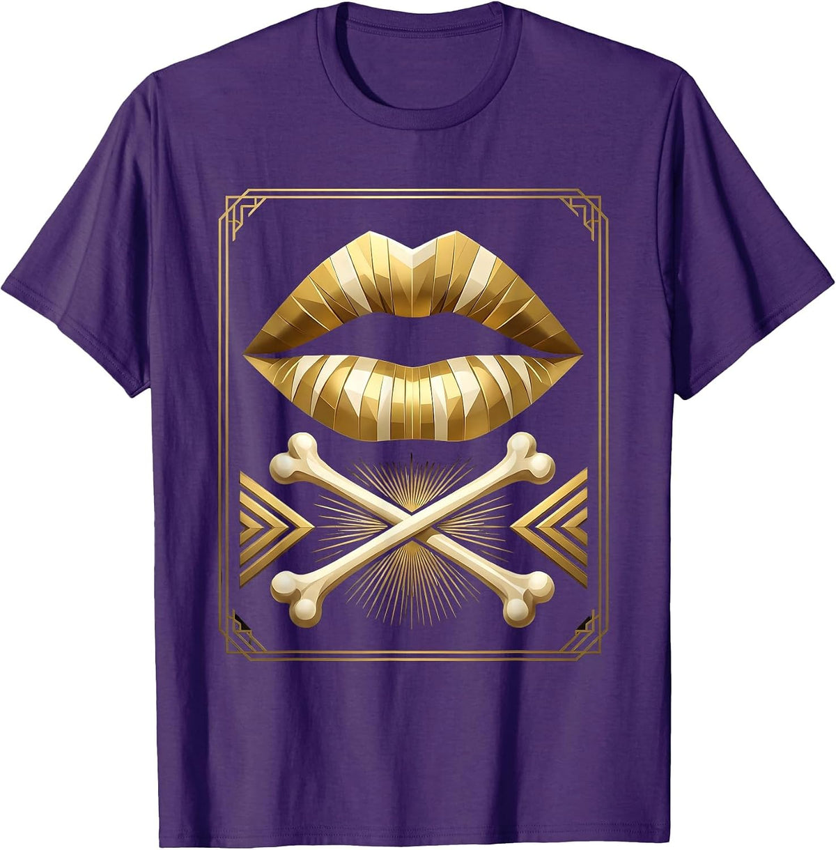 XO Lips and Bones Graphic Design T-Shirt - Purple